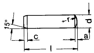DIN7/ISO2338 Dowel Pin - Product Drawing - l=OAL,d=diameter