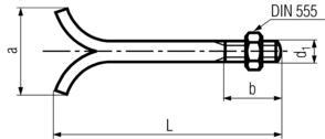 DIN529C Anchor Bolt(Stone Bolt) - product drawing -L=lenght, d1=thread dia., b=thread length, a=shank dia.