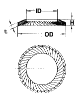 Ribbed Lock Washer - technical drawing - W069